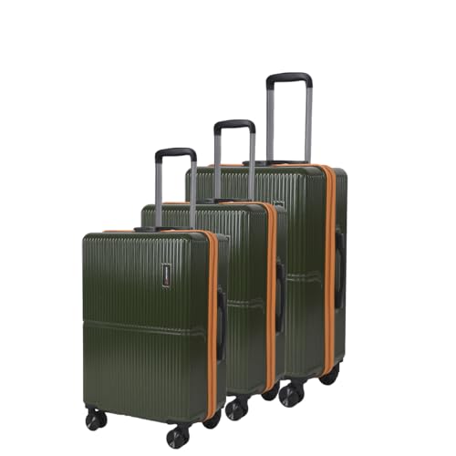 Image of Move-Meant Set of 3 Glide Small Cabin,Medium & Large Check-in Suitcase | 55 Cm,66 Cm & 75 Cm| 360 Degree 8 Wheels Number Lock Polycarbonate MAT. Green Trolley Bag | Luggage for Travel - Pack of
