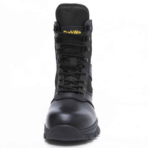 Tactical Boots for Men Steel Toe Side Zipper Puncture-proof Non-slip Comfortable Leather Outdoor Military Combat Work Shoe2