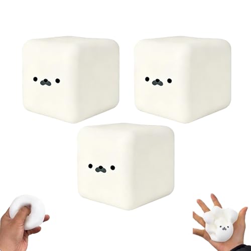 3 PCS Seal Squishy, White Cube Stress Toy, Soft Seal Milk Brick Cube Squishy Toy with Slow Rising Texture, Silky Squeeze Ball fo