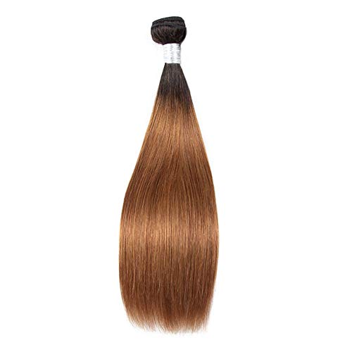 LIBILAA La Armadura del Cabello brasileño de Ombre combina Extensiones de Cabello Humano Recto - 1bundle - 1B / 30 Negro a marrón 2 Tonos (100 g/PC) (Color : Marrón, Size : 10 Inch)