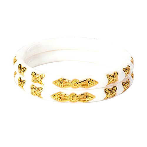 MANIKYA City Girl 24 Ct Gold Plated Copper Latest Traditional Wedding White Shaka Bangles For Women and Girls. (WLB 286, 2.8) (B09PQZ48MP) Amazon Price History, Amazon Price Tracker