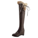 felling wedges ebay  Etebella Damen Overknee Keilabsatz Stiefel mit Schnürsenkel und Fell Thigh High Heels Boots Warme Winterstiefel Schuhe (Braun,39)