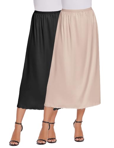 Image of Avidlove Women's Satin Half Slip 36 inch Lace Long Underskirt S-XXL