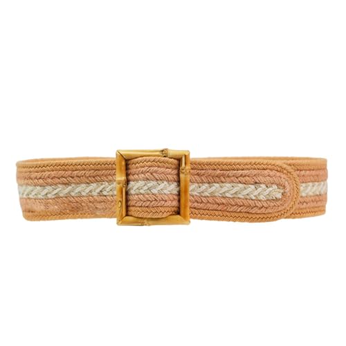 Ceinture large en rotin tressé style bohème tissé pour femme chic