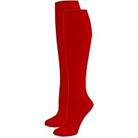 COSHAL® 1Girls Kids Knee High School Socks Cotton Socks, Back to School Plain Socks Uniform Party Wear, Long Socks Girls Kids Knee High Socks for School Size 4-6 Red KH