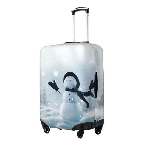 Christmas Happy Snowman Print Suitcase Cover Luggage Protector Washable Elastic Fashionable Travel Gear Cover2