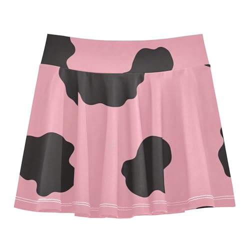 Joisal Cow Spots Pink Tennis Skirts Kids Pleated Girls Skorts Athletic Shorts Flowy Skirt 4t