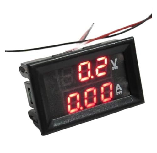 交流電圧表示デジタルLED電圧計 デジタル電圧計 電流計 DC 100V 10A 0.28インチ デュアルLEDディスプレイパネル(接続ワイヤ付き)(Red-Red)