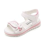  Sandalias Niñas con Punta Abierta Chicas Verano Zapatos Sandalias de Playa y Piscina(Blanco, EU 36 /Etiqueta 37)