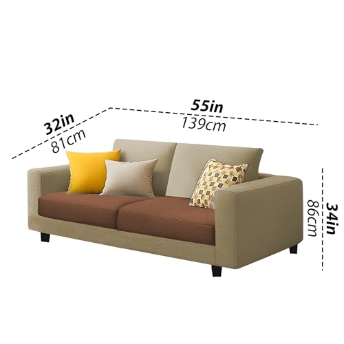 Image of Galib 2 Seater Sofa Set for Living Room (Cream Brown Fabric) Premium Fabric Sofa Set