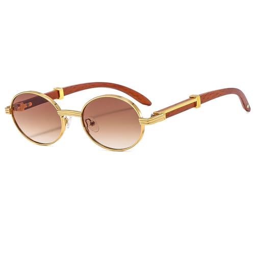 Lunettes de soleil rondes haut de gamme aux finitions dorées et verres noirs UV400