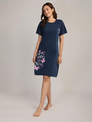 Image of Duchess Cotton Half Sleeve Oversized T-Shirts for Women| Nighty - Loose Fit Tee with Pocket