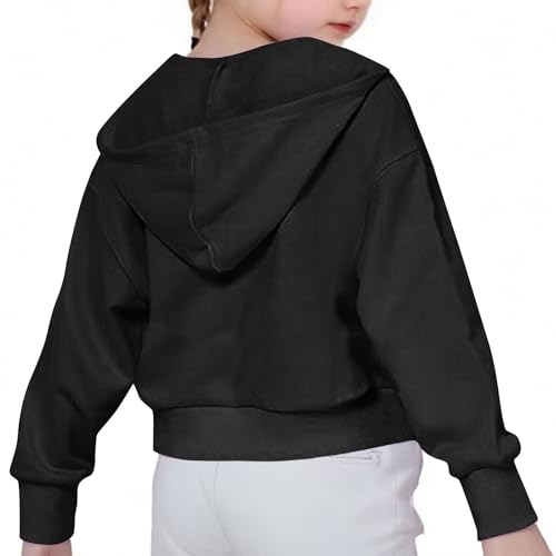 Girls Zip Up Cropped Hoodie Kids Long Sleeve Casual Sweatshirt with Pocket Casual Stylish Jacket Tops for 4-12 Years4