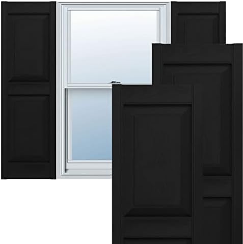Lifetime Vinyl LP2S12X03100BL Standard Two Equal Panel Vinyls, Raised Panel Vinyl Shutters, w/Installation Shutter-Lok's & Matching Screws (Per Pair), 12"W x 31"H, Black