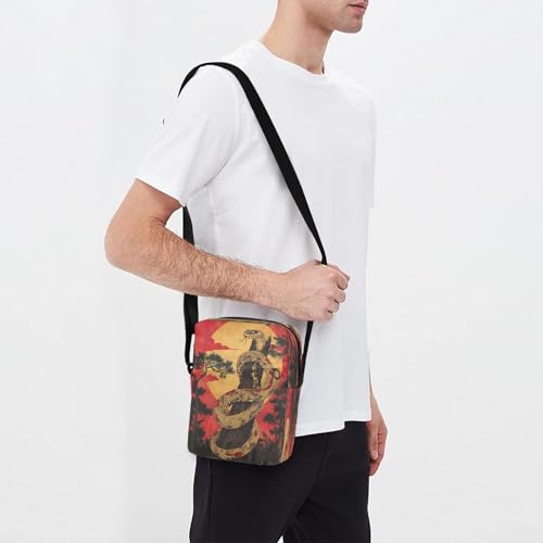 Small Messenger Bag Chinese Snake Red Pine Crossbody Bag for Men Women Cellphone Wallet Side Bag for Work Business3