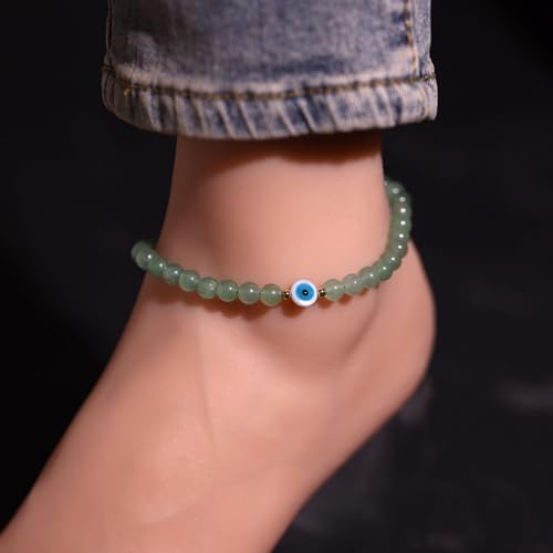 Joyería contra el mal de ojo en tobillera de aventurina verde 2
