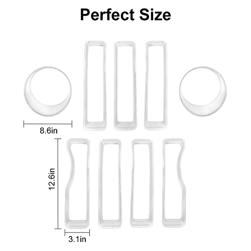 Image of CheroCar for JL Mesh Grille Grill Insert & Headlight Turn Light Cover Trim Exterior Accessories for Jeep Wrangler JL JLU 2018-2026 & Gladiator JT 2020-2026