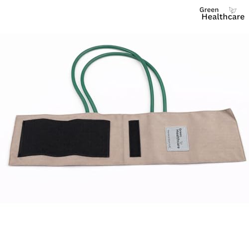 Image of BP Cuff Set - BP Cuff with Bladder, Bulb, & Valve Manual Blood Pressure Monitor Cuff with Hand Pump Bulb & Valve - Universal 2-Tube System for All Brands - Durable Medical Grade Material (GREEN)