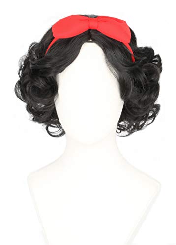 LeMarnia Short Curly Bob Wig Black Princess Wig with Bow Headband for Girls Halloween Costume Party Cosplay Wig