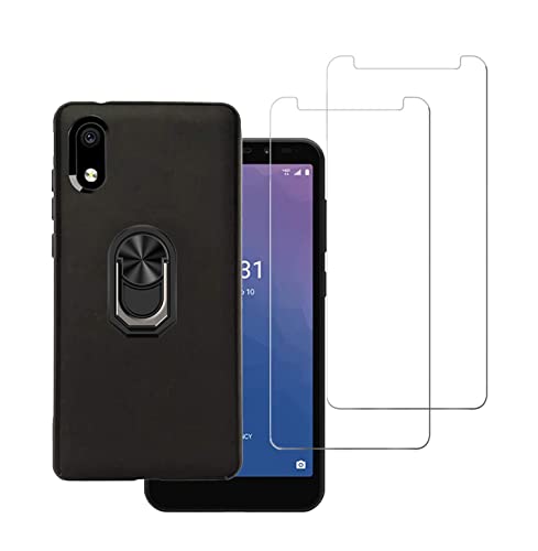 DAMONDY for Orbic Maui Case with 2 Pack Screen Protector,Orbic Maui RC545L Case,Ring Shockproof Cover for Women Girls,Slim Soft TPU Rubber Kickstand [Magnetic Car Mount] Case for Orbic Maui -Black