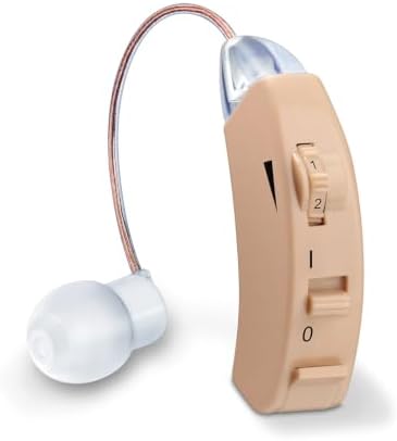 Beurer German Engineering HA 50 Hearing Amplifier I Amplifier for Seniors and adults I For mild to moderate hearing loss I Amplifies sound up to 45 Db I 3 adjustable ear attachments I 4 Volume Controllers I 1 Year Warranty I Beige in color