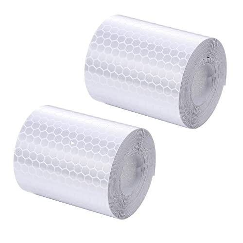 Oneyijun 2 Rollos 3m x 5cm Cinta Reflectante de Seguridad PVC - Banda Adhesiva Reflectante de Alta Intensidad para Señalización Vial, Protección Industrial y Chalecos - impermeable (Blanco)