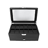 Multifunktionsboxen: Zweistöckige Vitrine mit 24 großen Fächern und auch zur Aufbewahrung von Uhren, Schmuck, Manschettenknöpfen, Ersatzgliedern, Ringen, Ohrringen, Armbändern und Halsketten.