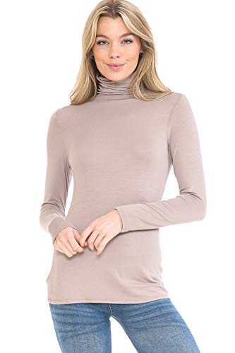 Image of Women's Lightweight Long Sleeve Turtleneck Top Pullover Sweater (S-3XL)