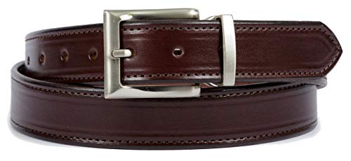 Dark Brown Dress Belt, Single Stitching, 100% Bridle Leather, 1-3/8