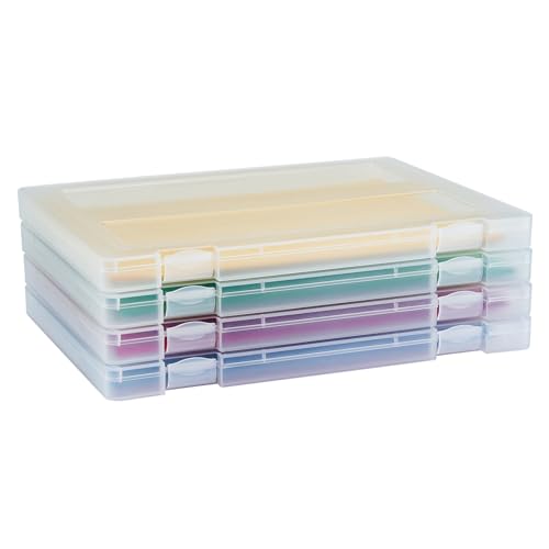 Image of 4 Pack A4 Paper Storage Box, 8.5 x 11 Project Case for US letter, Thick Scrapbook Storage Box Craft Storage Box Art Supplies Storage and Organization, Board Game Storage and Organizers