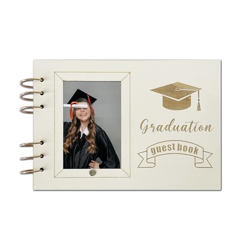 ARE RUG Libro degli Ospiti di Laurea, Album di Laurea commemorativo in Legno con 30 Fogli Autografi e Messaggi, per Desideri e Consigli, Festa di Laurea Regalo