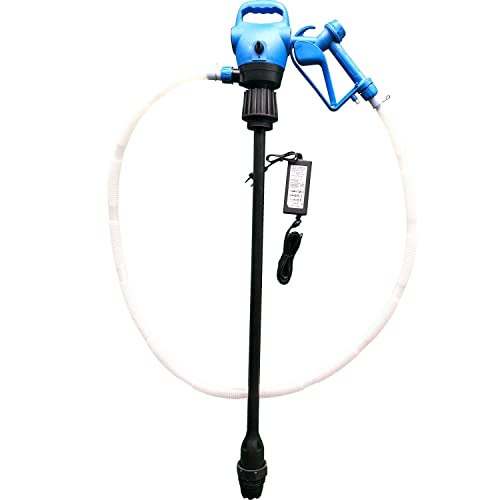 GEPCO Elektrische 12V Fasspumpe für AdBlue, Diesel, Öl & Wasser | Umfüllpumpe mit Schlauch & Dosierdüse | Förderpumpe für 205L Fässer | 20L/Min Durchfluss | 12V & Netzanschluss | Absaugpumpe