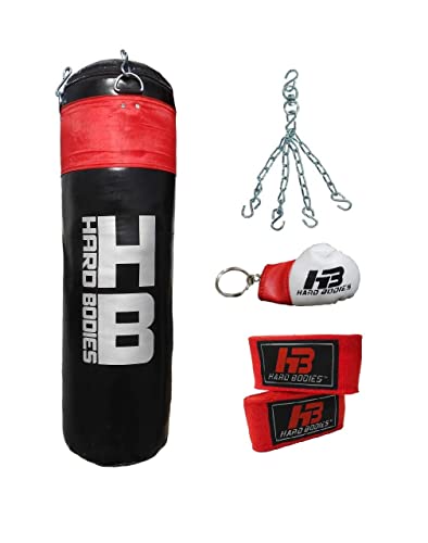 Image of Hard Bodies Professional Synthetic Leather Filled Punching Bag (Pro Black & Red, 2.5 Feet)