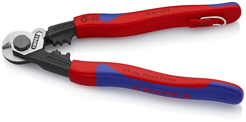 KNIPEX, 95 62 190 T BKA Tools, Wire Rope Cutters, Multi-Component, Tethered Attachment (9562190TBKA), Red/Yellow, 7 1/4-Inch - Image 3