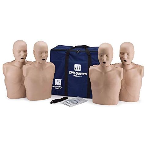 CPR Savers Prestan Professional Adult CPR Training Manikin with 2019 AHA Feedback Monitor, Medium Skin, 4-Pack, PP-AM-400M-MS Cover