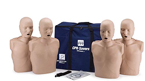 CPR Savers Prestan Professional Adult CPR Training Manikin with 2019 AHA Feedback Monitor, Medium Skin, 4-Pack, PP-AM-400M-MS