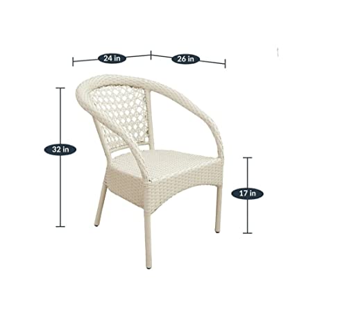 Image of Anaya Decor D-8 Chairs Table Set 4+1 Wicker Patio Furniture Sets 4 Chair and 1 Table for Garden Balcony Bedroom Powder Coated Frame Uv Protected Wicker (Off White)