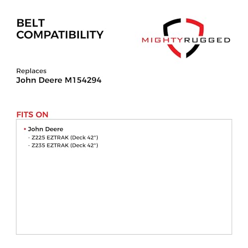 Image of M154294 Deck Belt Replacement for John Deere, Length 119 inch, Heavy-Duty, Durable, Aramid Cord Belt - Compatible with John Deere Zero Turn Mowers EZTRAK Z225, Z235 with 42 inch Deck