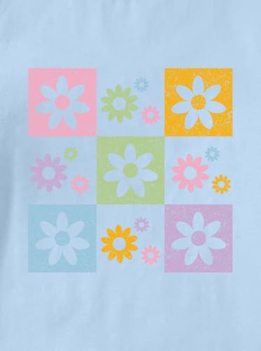 Image of Girls Graphic Tees Summer Short Sleeve Tops Casual Cute Flower Shirt Blue 7-8 Years