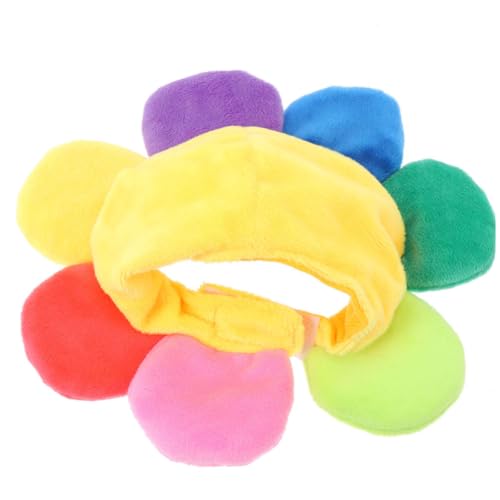 DOITOOL Gorro de Girasol para Mascota de Felpa Pequeña Cierre Ajustable Color Amarillo Brillante Accesorio Decorativo para Perros y Gatos Adecuado para Fiestas y Disfraces