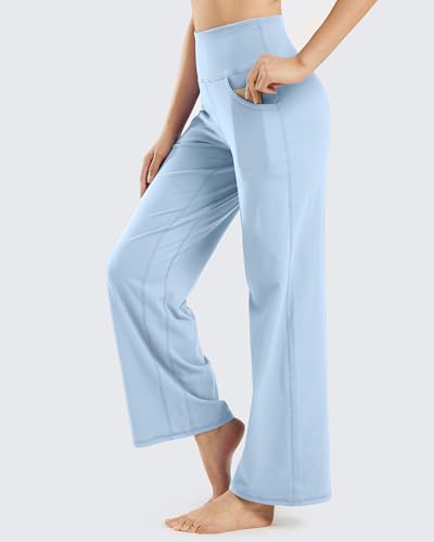 Image of Promover Wide Leg Pants Woman Yoga Pants with Pockets Stretch Loose Casual Lounge Sweatpants Petite /Regular /Tall
