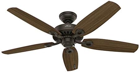Hunter 53242 Builder Elite 52-inch Ceiling Fan with five Harvest Mahogany / Brazilian Cherry Reversible Blades (Renewed)