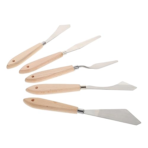 VILLCASE Oil Painting Palette Knife Set 5pcs Scrapers Cutters Stainless Steel Ergonomic Handle Perfect for Artists