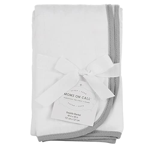 Image of MOMS ON CALL Baby & Newborn Swaddle Blanket | 0-3 Months | Nursery Baby Gift | 48 X 48 Inch | 100% Cotton | French Grey