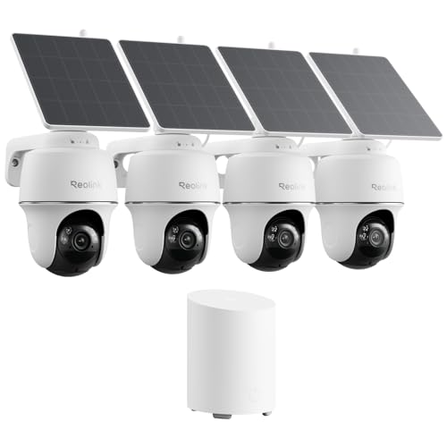 REOLINK 5MP Solar Security Cameras Wireless Outdoor, 360° Pan Tilt Auto-Tracking, Smart AI Detection, Up to 1TB Local Storage, 2.4/5GHz Dual-Band WiFi, Home Hub Mini with 4X Argus PT + Solar Panel