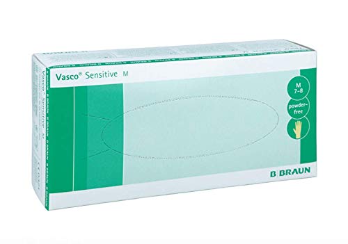 Vasco® Sensitive, Latex Untersuchungshandschuhe, puderfrei,M - B011OJJHI6 | Packung (100 Handschuhe)