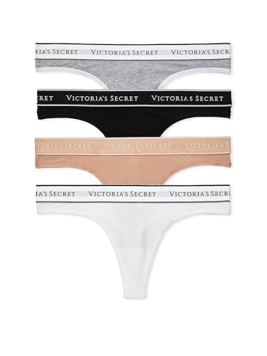 Victoria's Secret Women's Logo Cotton Thong Underwear Pack, Multicolor, XXL - image 1