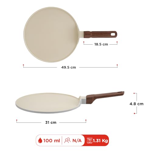 Image of Vinod Ceravit Non Stick Ceramic Dosa Tawa 30 cm | 100% Chemical Free | Tava for Dosa, Roti, Chapati & Uttapam | Less Oil Cooking | PFAS & PFOA Free | Induction & Gas Compatible | Metal Spoon Friendly