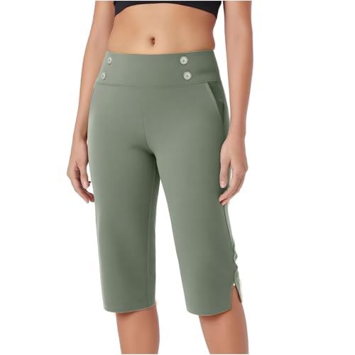 Capri Pants for Women High-Waisted Yoga Pants with Elastic Waistband Stretchy Workout Leggings for Fitness Running