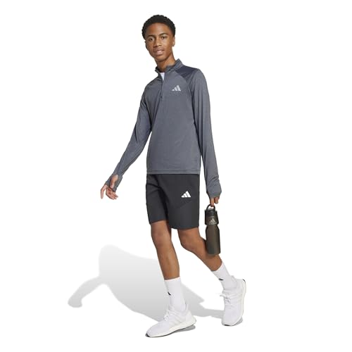 adidas Unisex Kinder Goto PZ 1/4 Zip Longsleeve Tee, Black/Grey Three/Reflective Silver, 9-10 Years